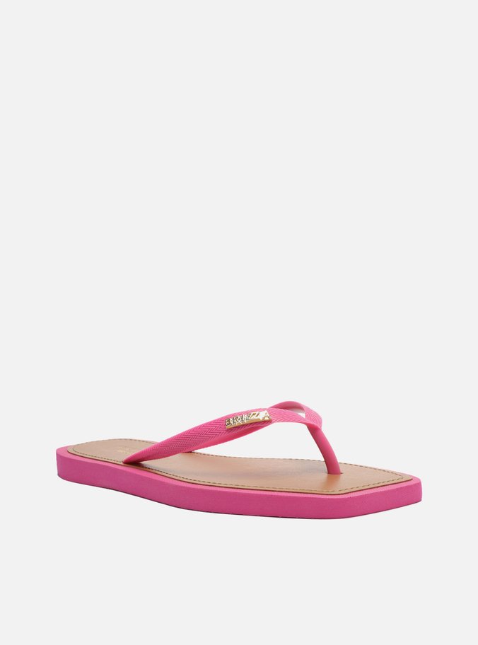 Chinelo de Dedo Rosa Square Palmilha Marrom
