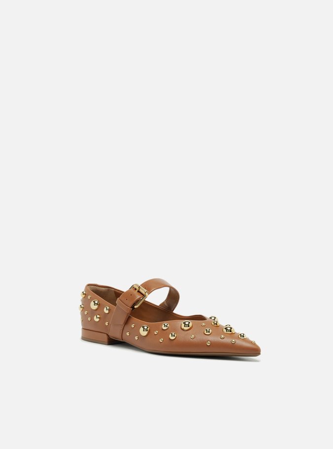 Sapatilha Marrom Couro Maxi Tachas