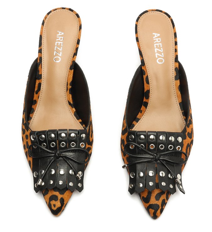 Mule Animal Print Pelo Salto Fino Tereza