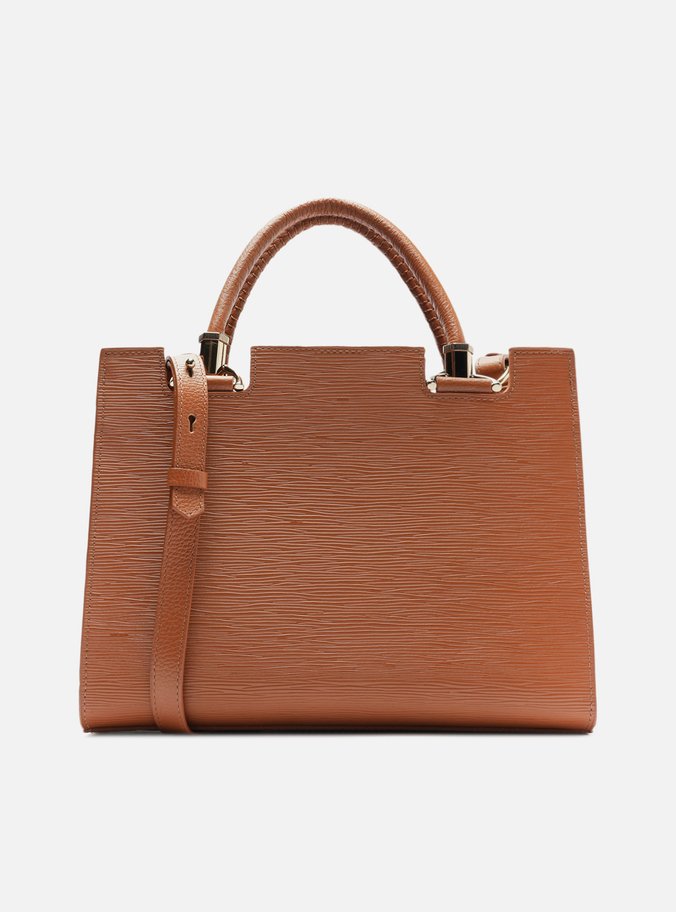 Bolsa Tote Marrom Couro Abraccio Grande