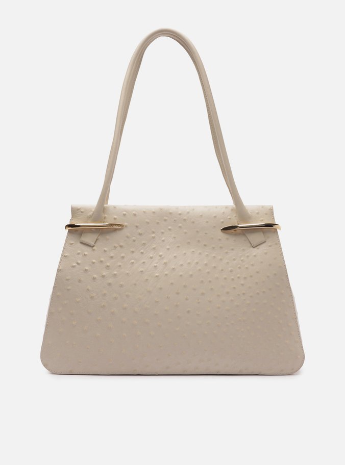 Bolsa Shopping Off-White Couro Grande Metais Textura