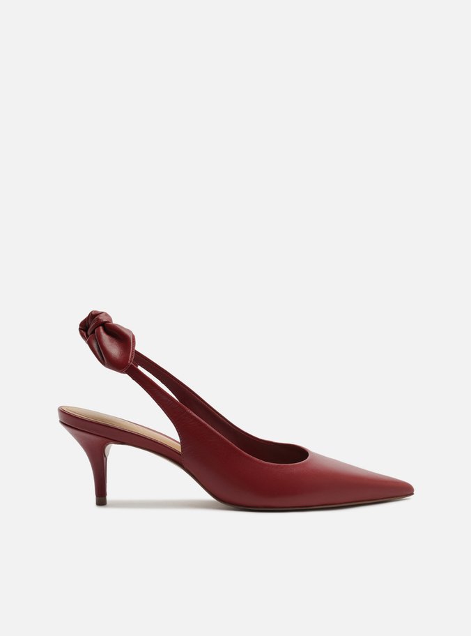 Scarpin Vermelho Couro Slingback Salto Fino Laço