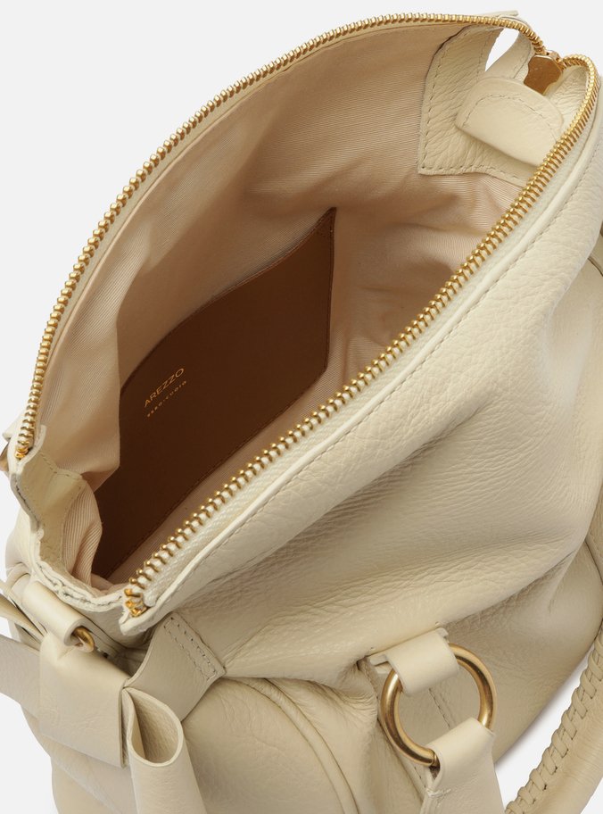 Bolsa Tote Branca Couro Pequena Alças Mix