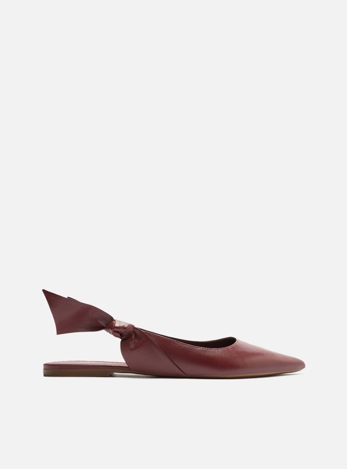 Sapatilha Vinho Couro Slingback Nó