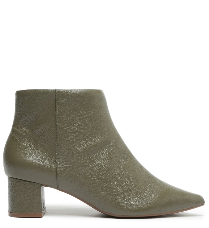 Bota Verde Couro Salto Bloco