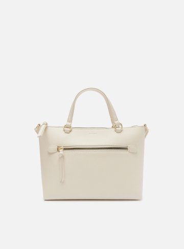 Bolsa Tote Branca Média Bolso Frontal Zíper