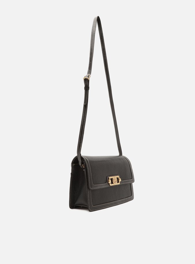 Bolsa Tiracolo Preta Couro  Média