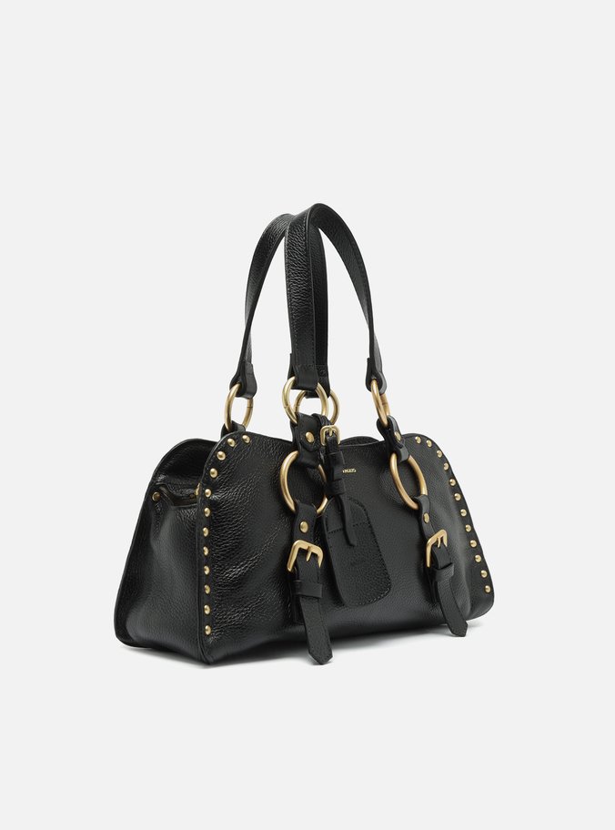 Bolsa Tiracolo Preta Couro Cora Média
