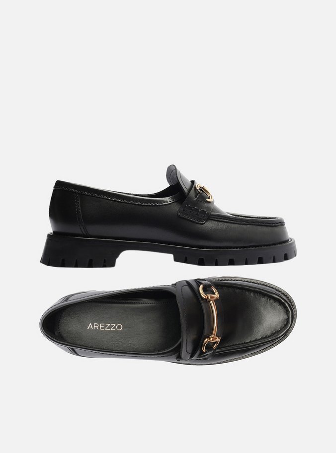 Mocassim Preto Couro Tratorado Tira Bridão