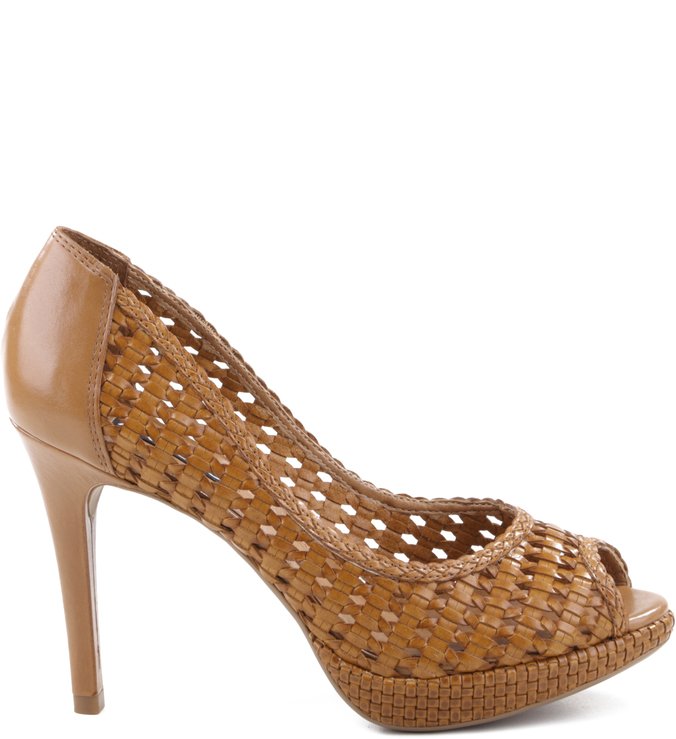 Peep-toe Tramado Camel