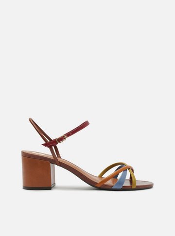 Arezzo — Sandália Multicolorida Salto Bloco Fivela Tiras