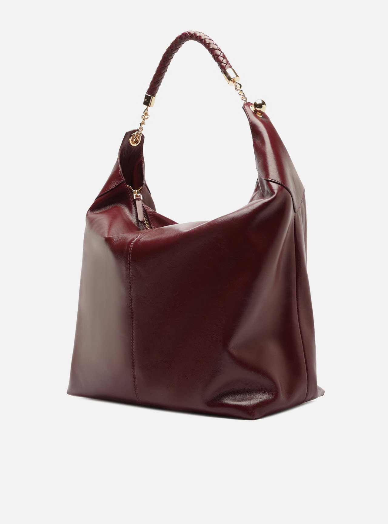 Bolsa Hobo Vermelha Couro Grande Tressê — foto 2