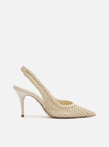 Scarpin Off-White Tressê Salto Médio Slingback
