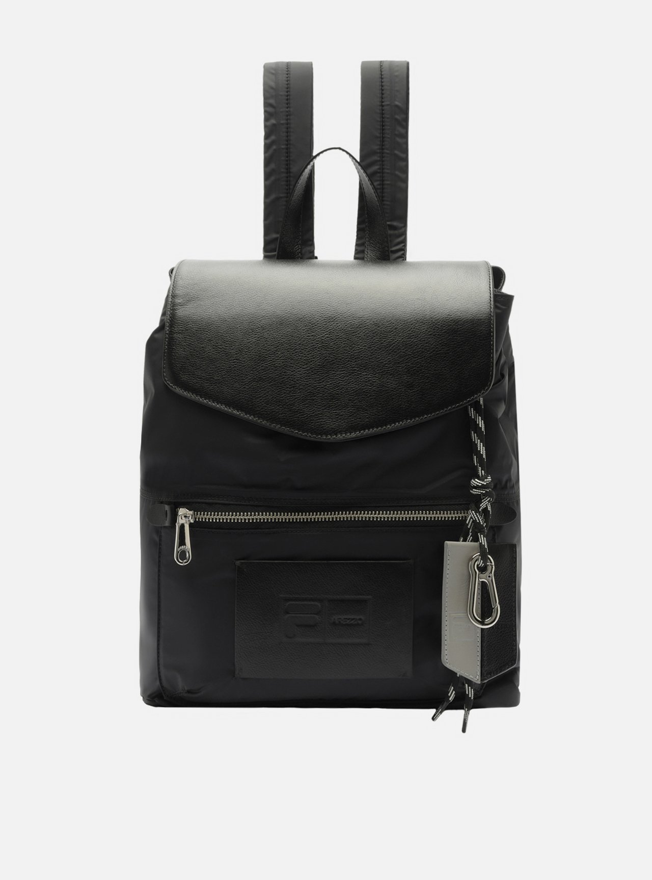 Bolsa Mochila Preta Couro Trança Metais Fila — foto 1