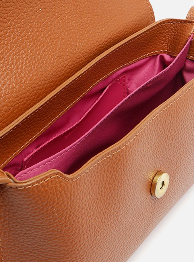 Bolsa Tiracolo Marrom Pequena Tira Metal