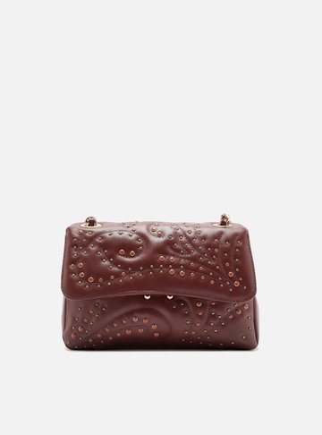 Bolsa Tiracolo Vermelha Couro Mizz Média Tachas