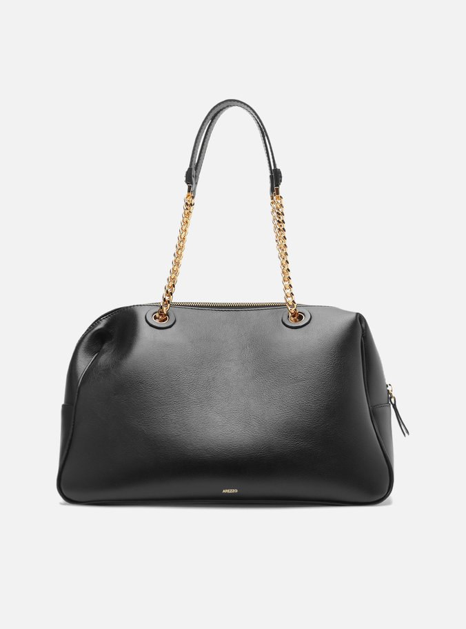 Bolsa Bowling Preta Couro Grande Encaixe Metal