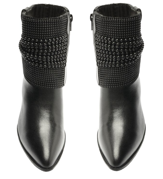 Bota Couro Malha Preto