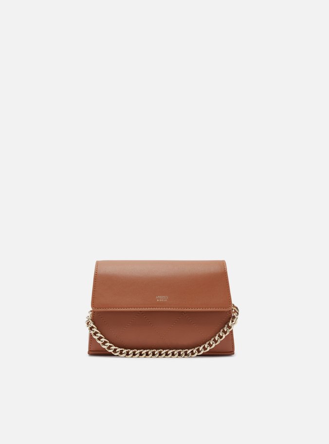 Bolsa Tiracolo Marrom Média Matelassê Alça Corrente