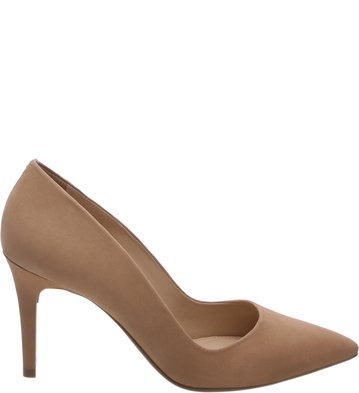 Scarpin Bico Fino Nobuck Salto Médio Nude Vintage