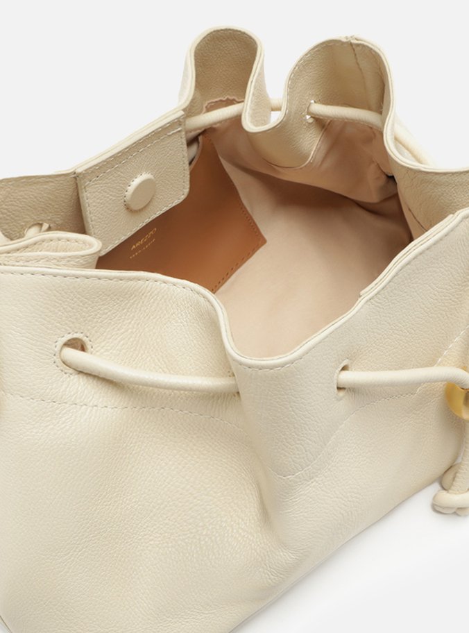 Bolsa Bucket Branca Couro Média Knot