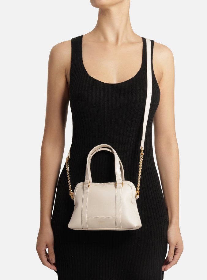 Bolsa Tote Off-White Texturizada Pequena Corrente