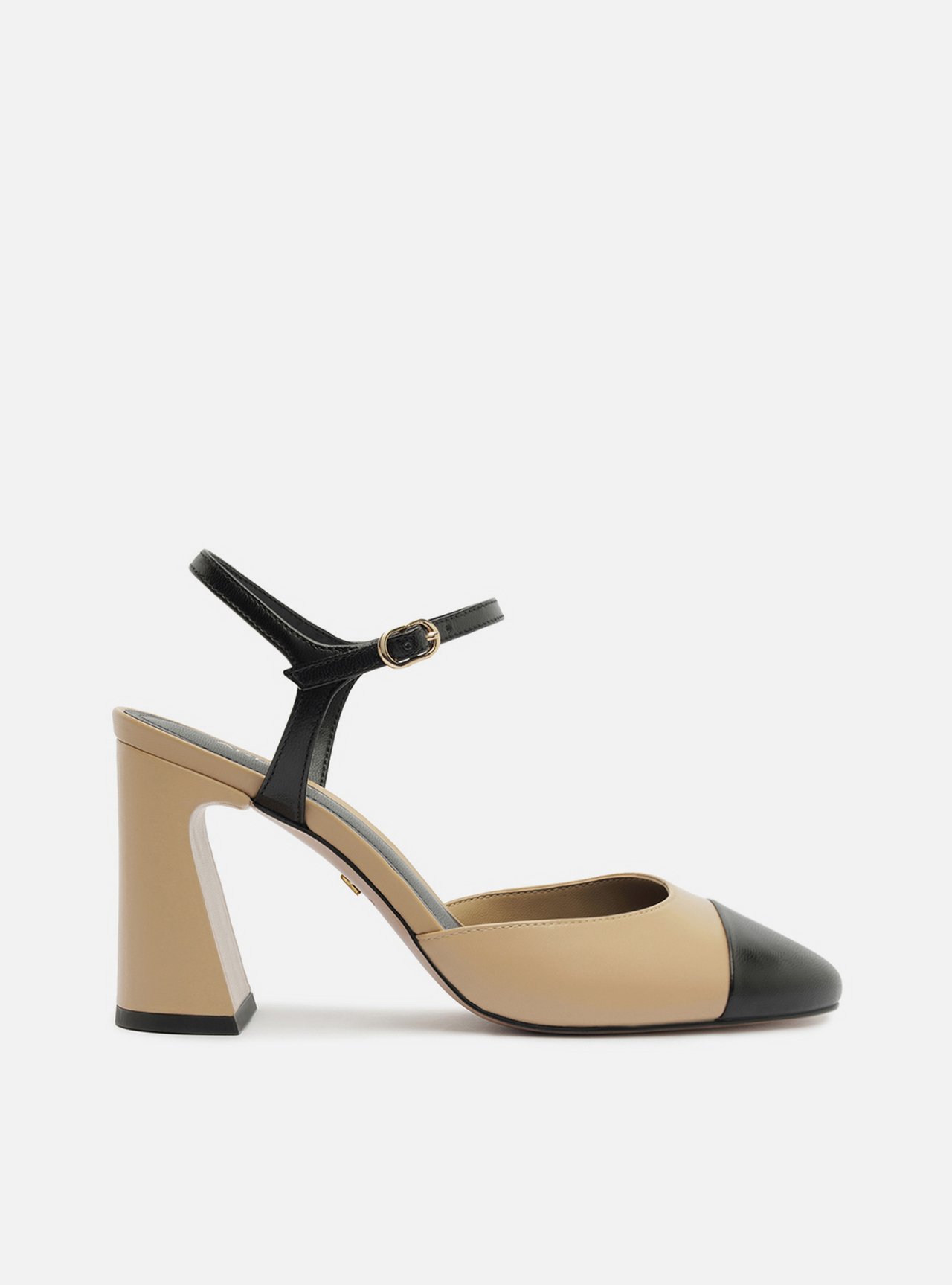 Scarpin Multineutro Couro Salto Bloco Fivela Slingback — foto 1