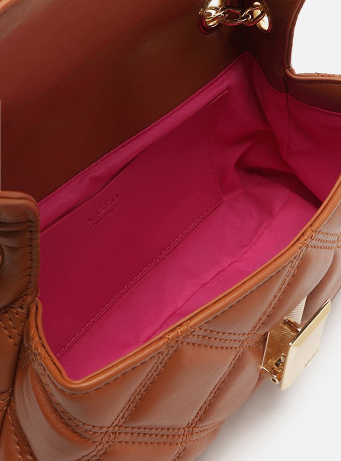 Bolsa Tiracolo Marrom Matelassê Pequena Corrente