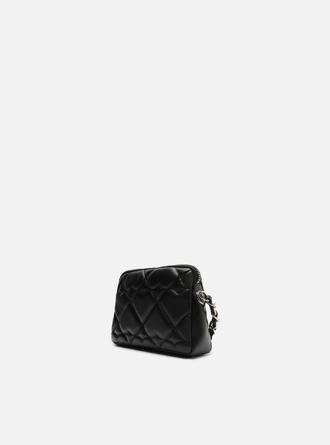 Bolsa Tiracolo Preta Couro Heart Pequena