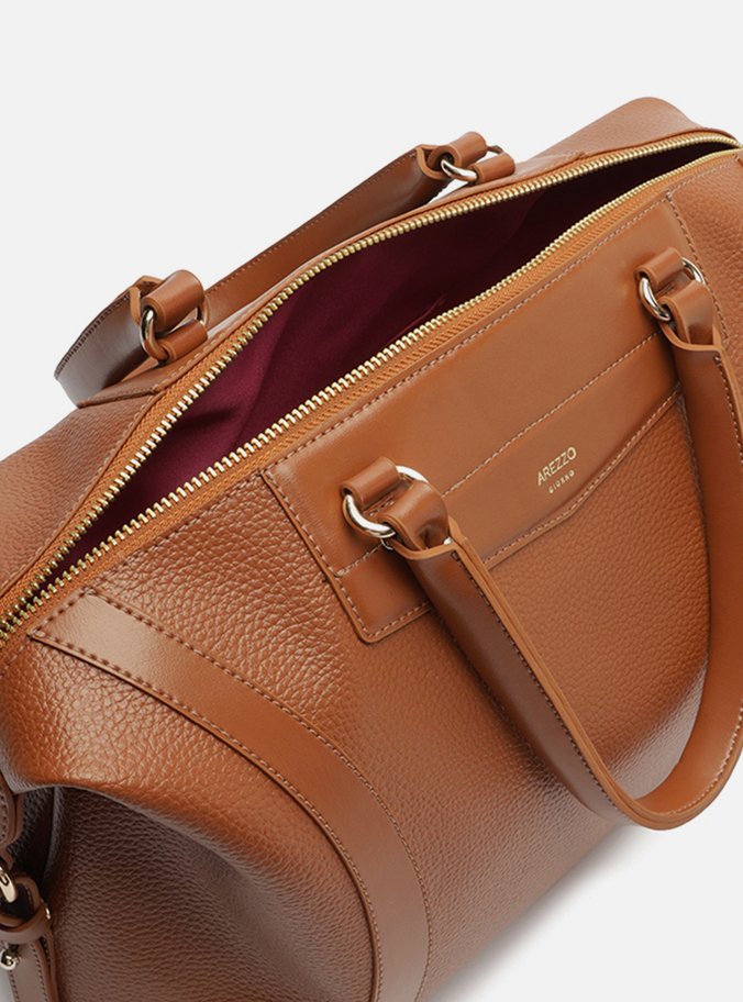 Bolsa Tiracolo Marrom Média Detalhe Moldura