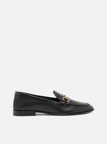 Mocassim Preto Couro Bico Fino Bridão