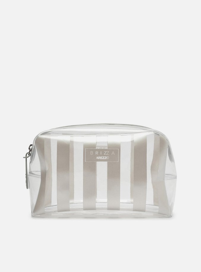 Necessaire Prata Listras Vinil Brizza