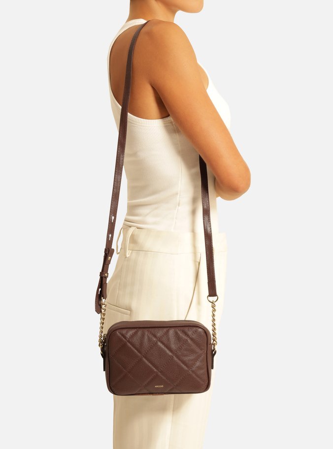 Bolsa Tiracolo Marrom Couro Matelassê Pequena