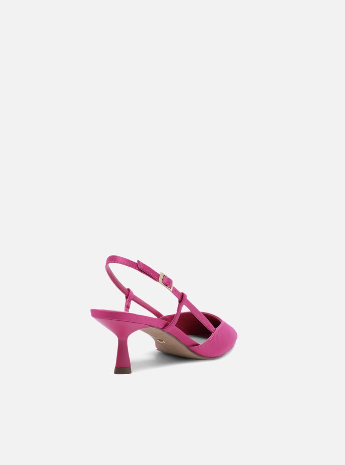 Scarpin Rosa Cetim Salto Baixo Geométrico