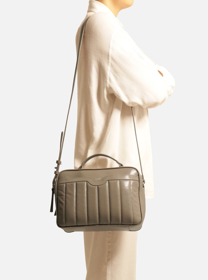 Bolsa Tiracolo Cinza Couro Francine Média