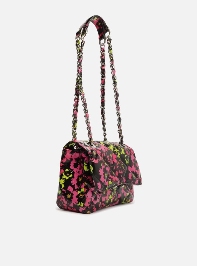 Bolsa Tiracolo Preta Couro Mizz Pequena Estampa