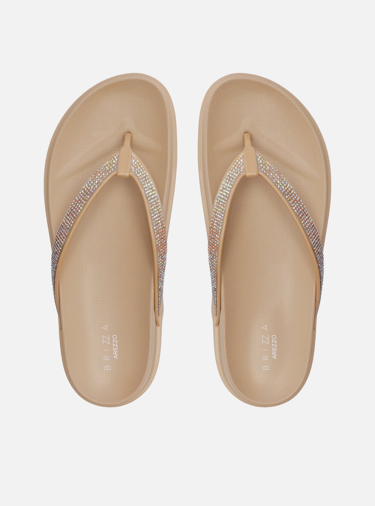 Chinelo de Dedo Bege Strass Lara Brizza — foto 1