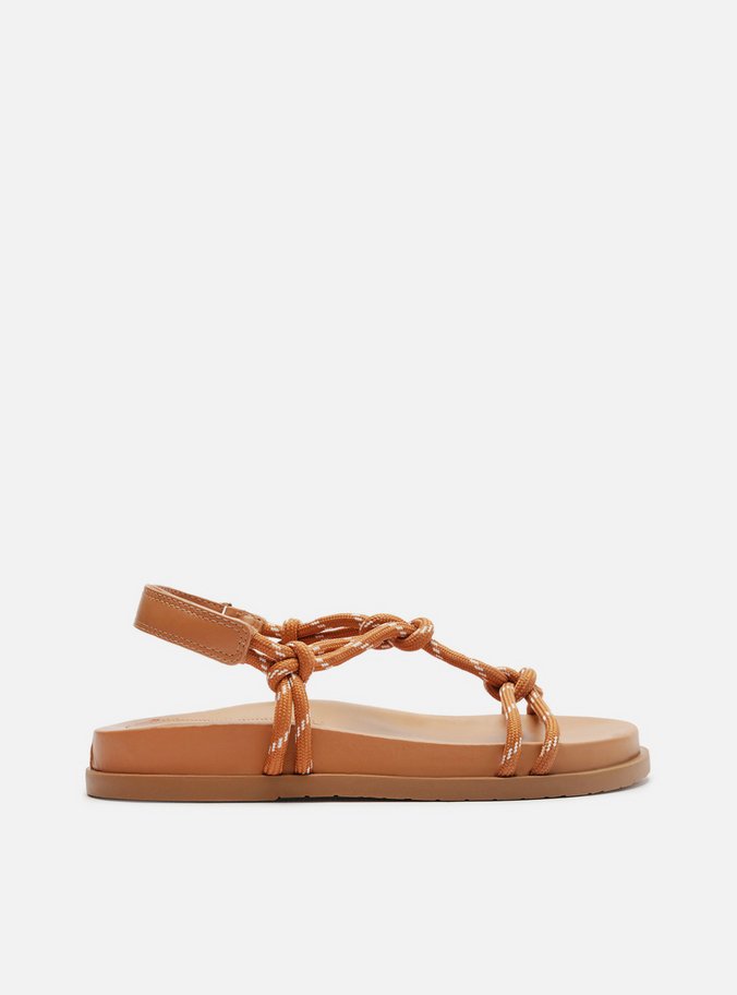 Sandália Papete Marrom Couro Custom Anklet
