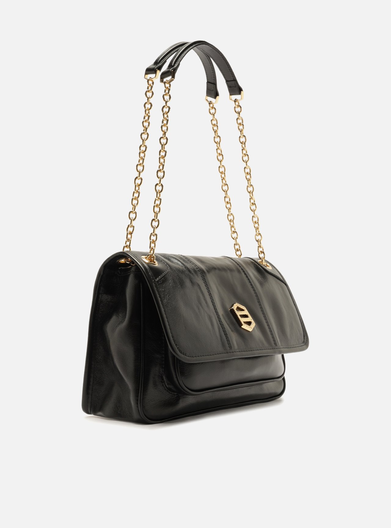 Bolsa Tiracolo Marrom Couro Média Alça Corrente — foto 5