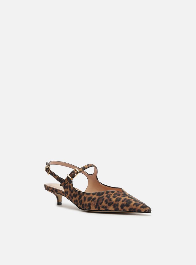 Sapato Boneca Animal Print Bico Fino Slingback