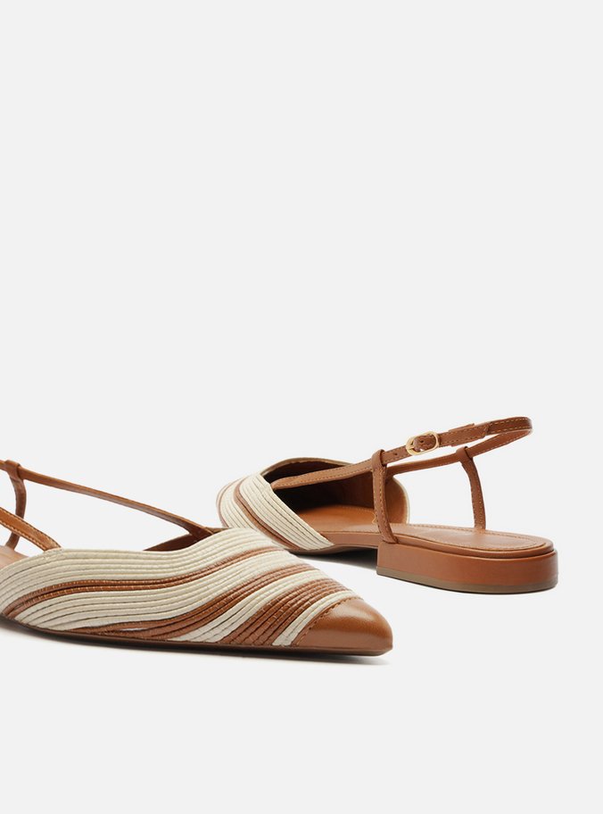 Sapatilha Marrom Couro Slingback Bicolor
