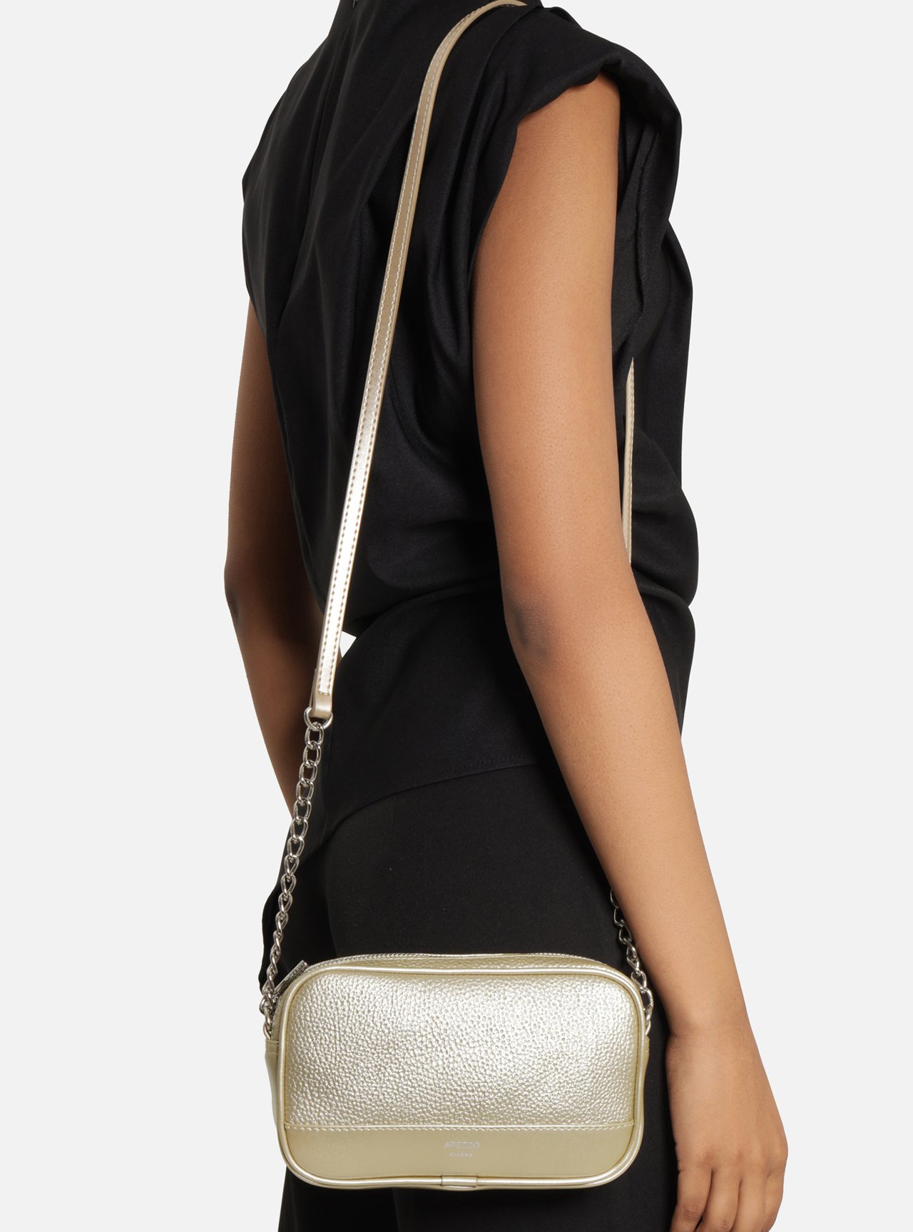 Bolsa Tiracolo Dourada Pequena Corrente Basic