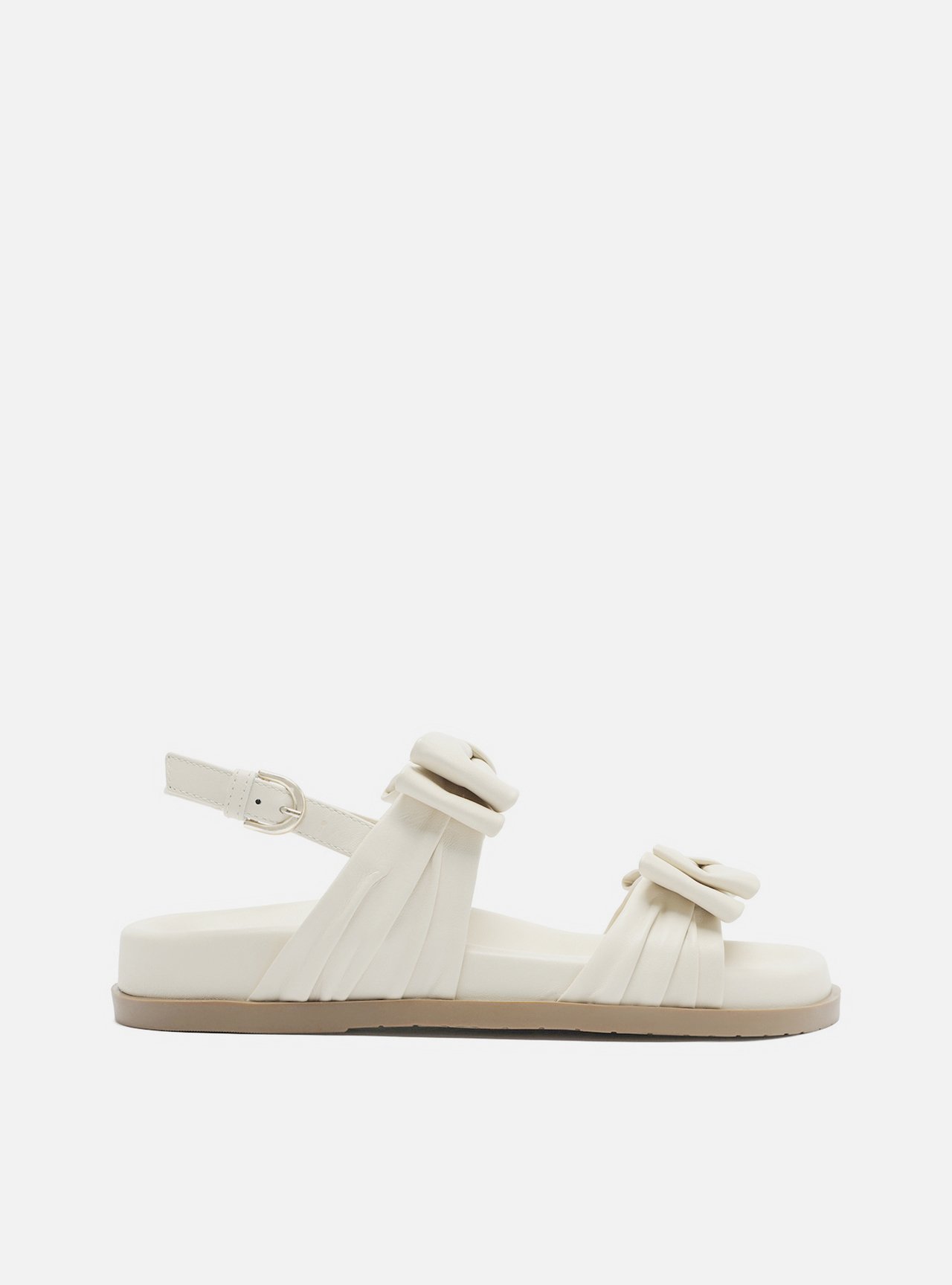 Sand lia Papete Off White Couro Tiras La os Arezzo