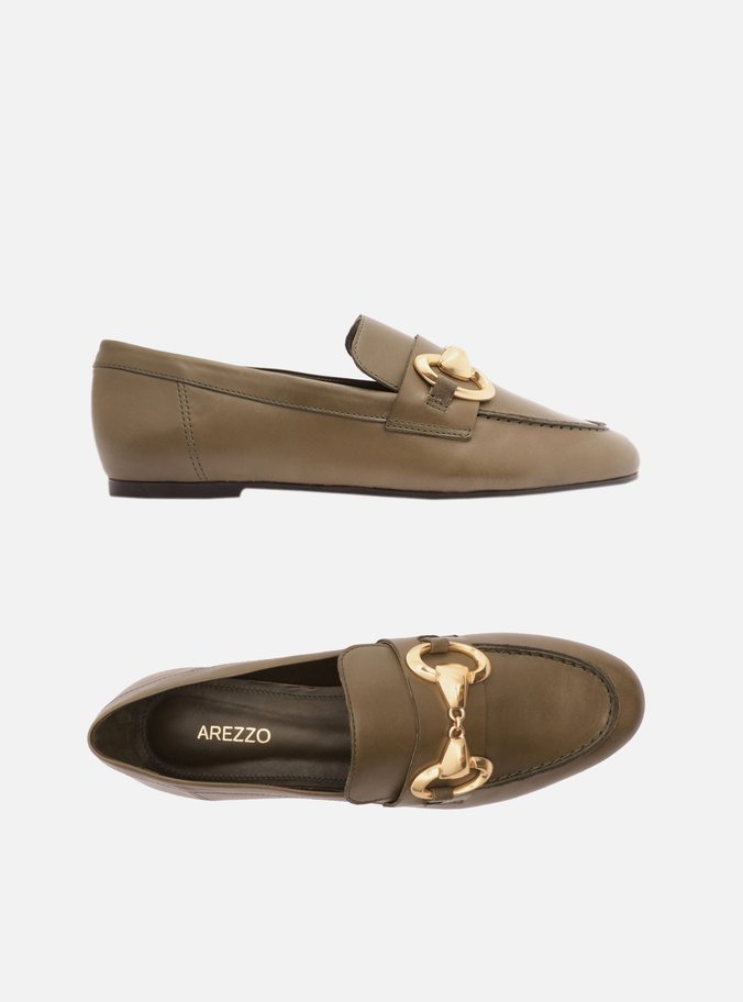 Mocassim Verde Couro Bridão Metal