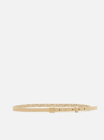 Cinto Off-White Fino Couro Fivela Hexagonal