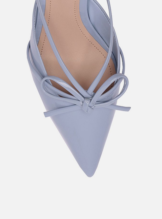 Mule Azul Verniz Salto Kitten Laço