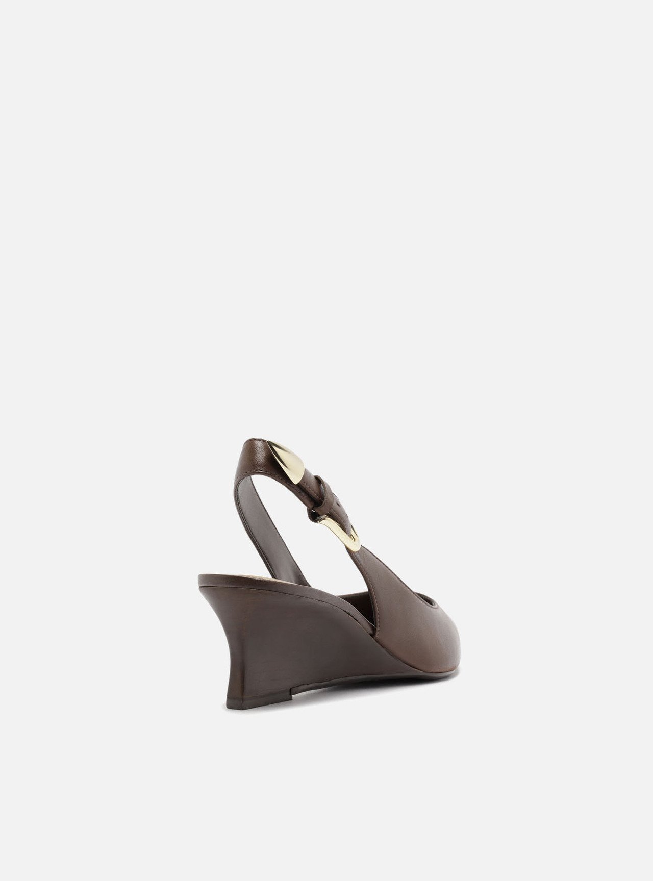 Scarpin Marrom Escuro Couro Anabela Fachete Slingback — foto 3