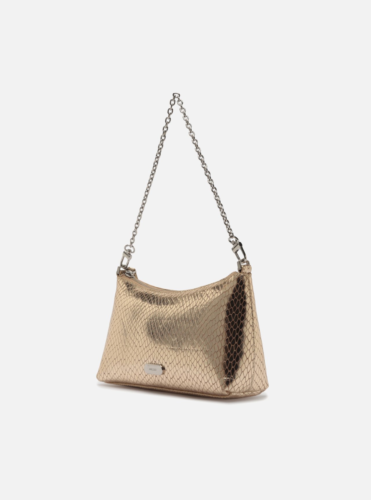 Bolsa Shoulder Preta Couro Média Snake Corrente — foto 2
