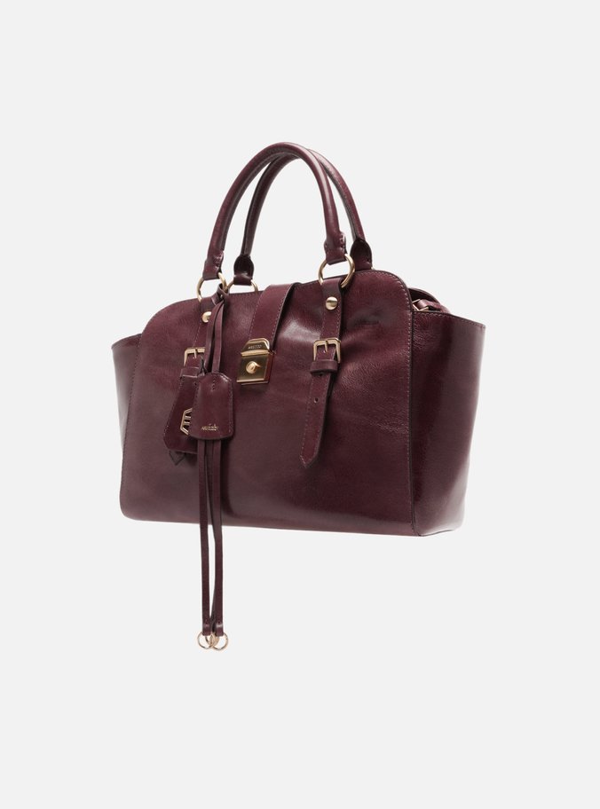 Bolsa Tote Vermelha Couro Estonado Média Metal