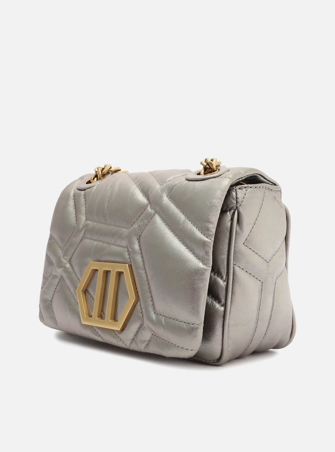 Bolsa Tiracolo Prata Couro Emma Sporty Média